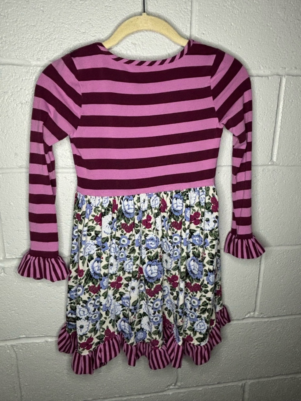Matilda Jane Pink & Burgundy Striped Floral Knit Dress